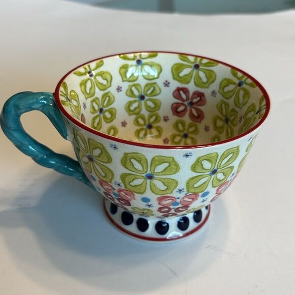 Anthropologie Elka Floral Twist Pedestal Cup Mug - Picture 4 of 10